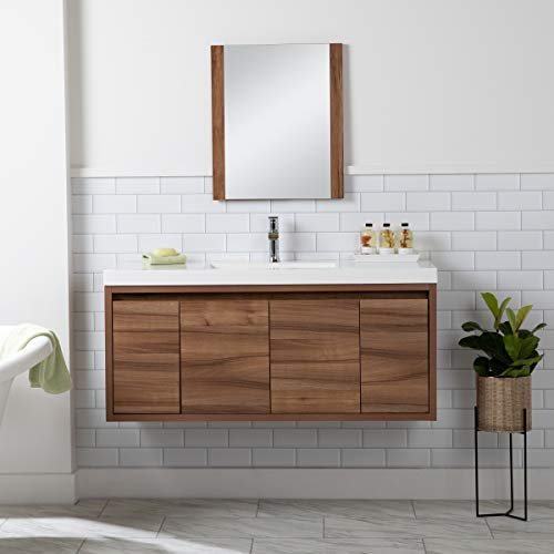 Spring Mill Cabinets Kelby 48 Inch Modern Floating Bathroom Vanity with White Single Sink Top