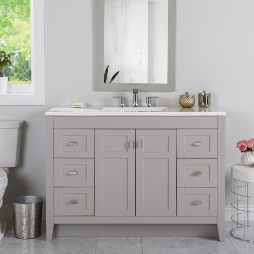 Spring Mill Cabinets Lonsdale 48-Inch Single-Sink Bathroom Vanity with White Top